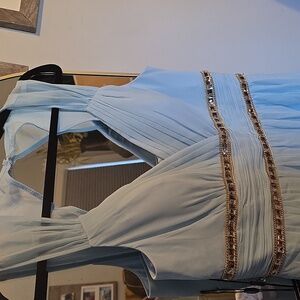 Ever Pretty Light Blue Dress with Gold Detail NWT